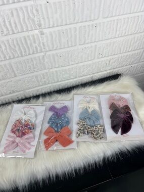 Kids Hair Bow Set - Assorted Pink, Purple, Blue, Cream New